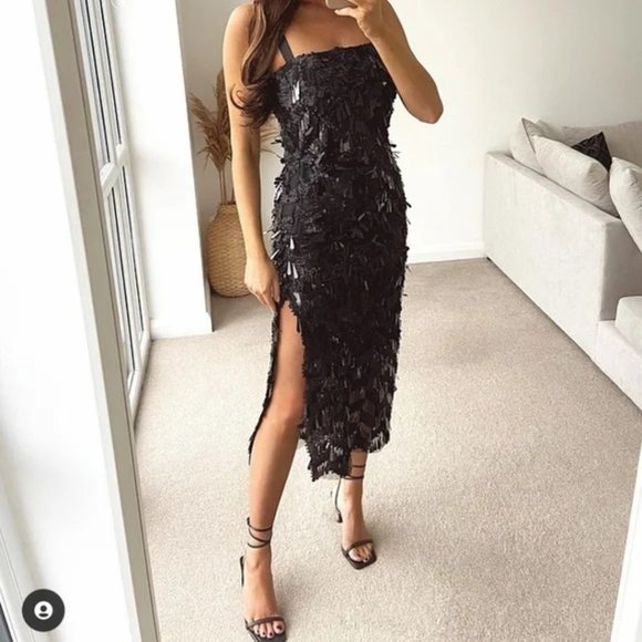 Zara Black Sequin Midi Skirt - Picture 14 of 15